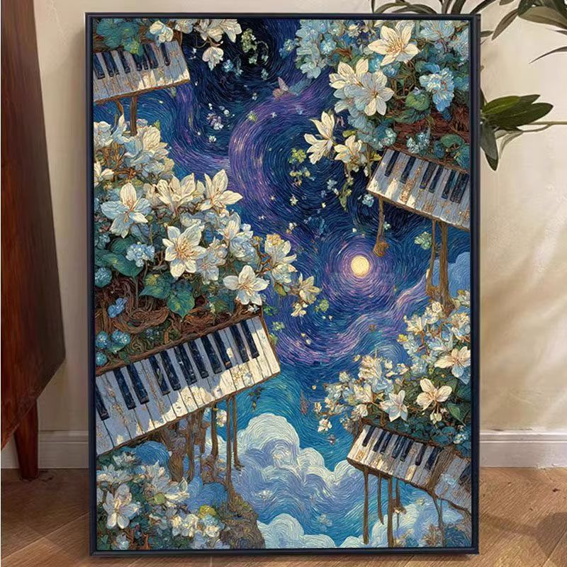 Fantasy-Landschaft Klavier Leinwand Kunstdruck Brehn