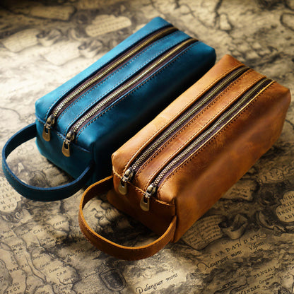 Doppelt-Zipper Leder Stiftetui