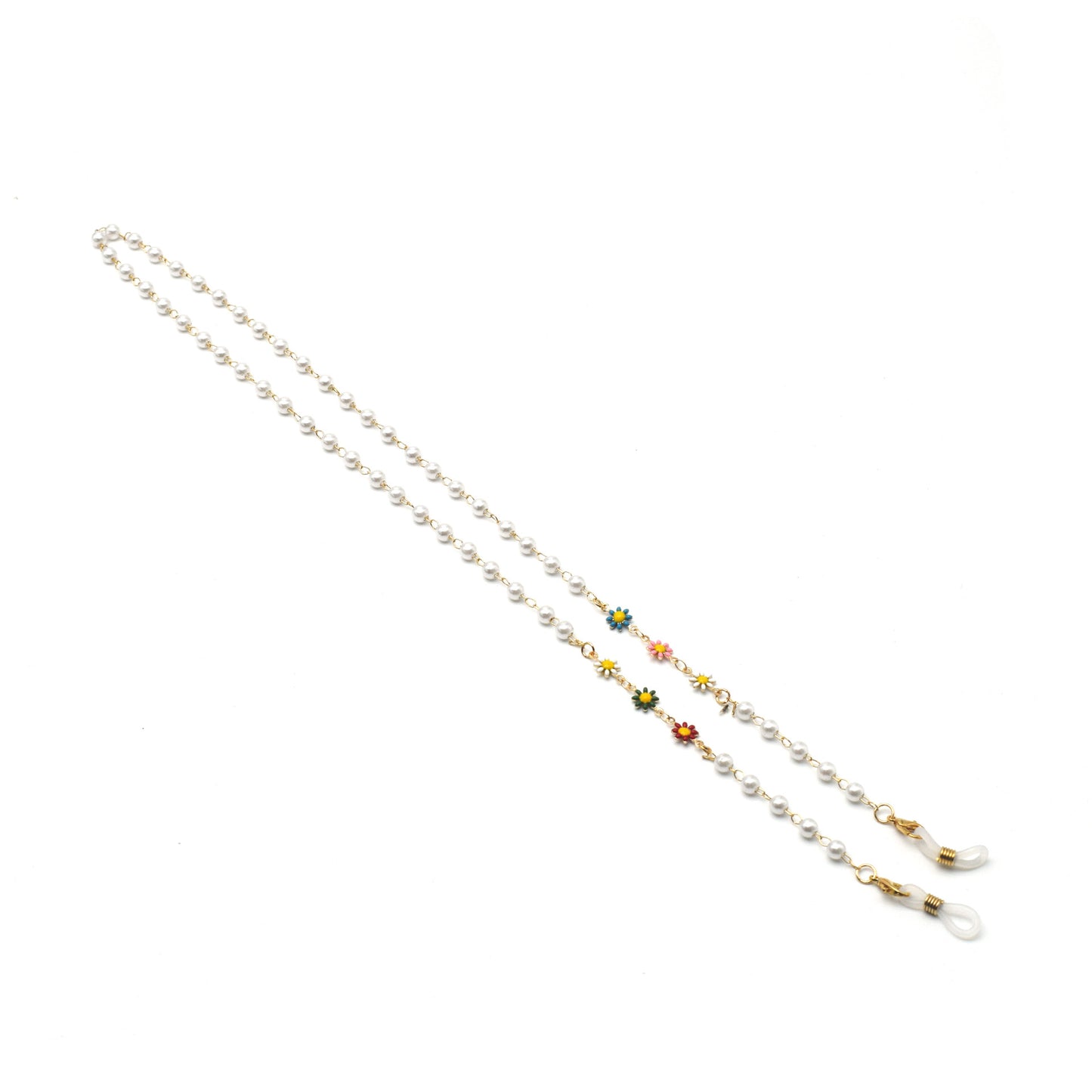 Elegante Perlen- und bunte Edelstein-Brillekette Brehn