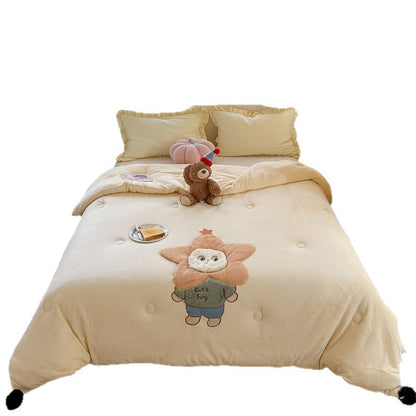 Plüsch Applikation Teddy Mikrofaser Bettbezug Set
