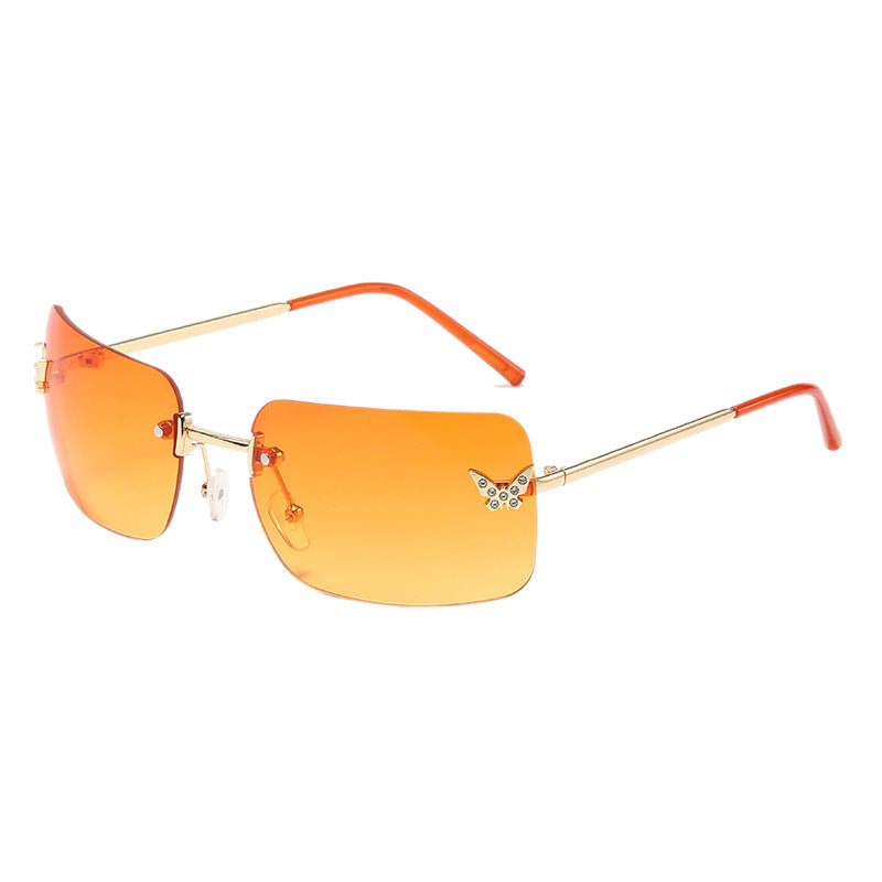 Damen elegante oversized Sonnenbrille mit gewebtem goldenen Rahmen Brehn