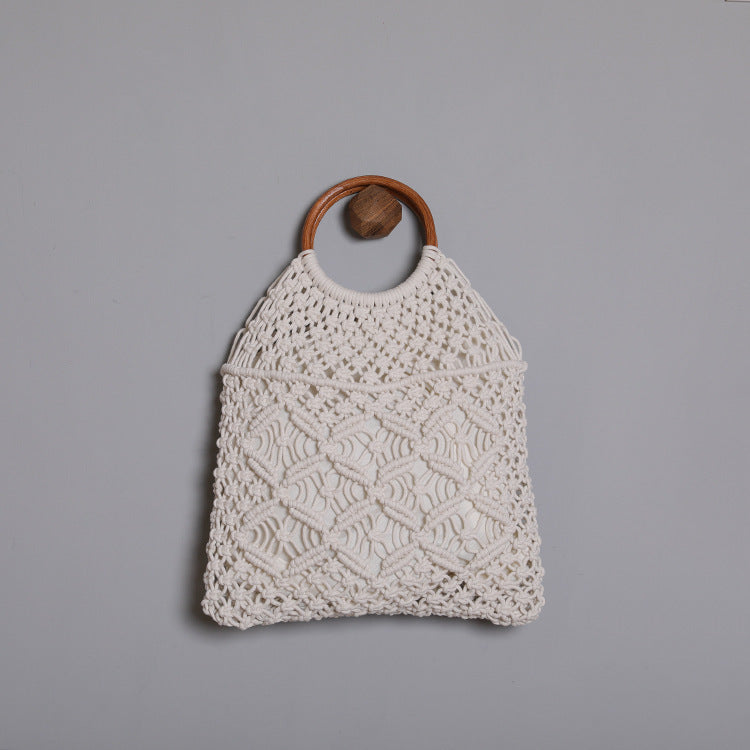 Makramee Tasche mit Holzgriff Brehn