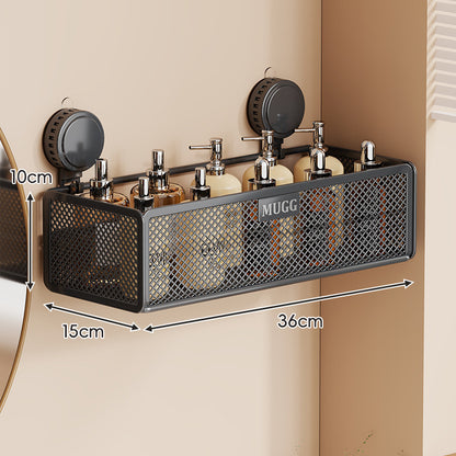 Wandmontierter Saugnetz-Badezimmer-Organizer-Regal mit Multi-Haken-Regal