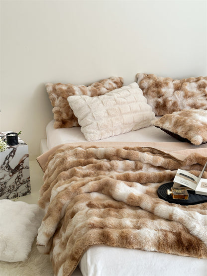 Luxus-Faux-Fell Wohndecke und passende Kissen-Set