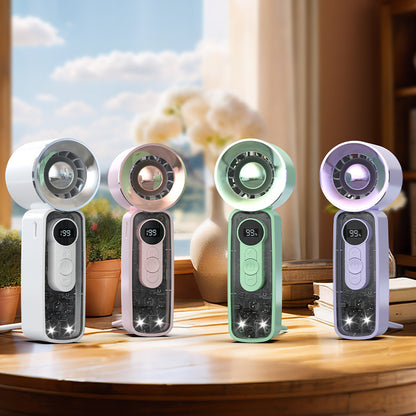 Unisex Tragbarer Mini-Dual-Ventilator mit LED-Anzeige und USB-Aufladung Brehn