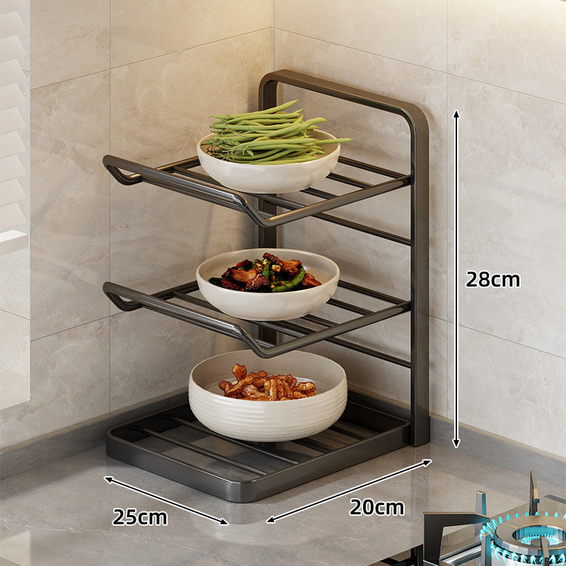 Multi-Tier Vertikaler Thekenregal für Schalen mit Tropfschale & Schrägboden-Design