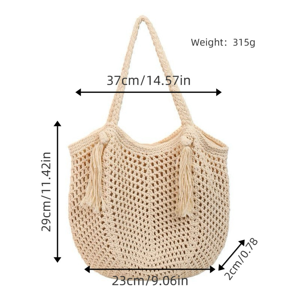Makramee Strandtasche mit Fransigen Details Brehn