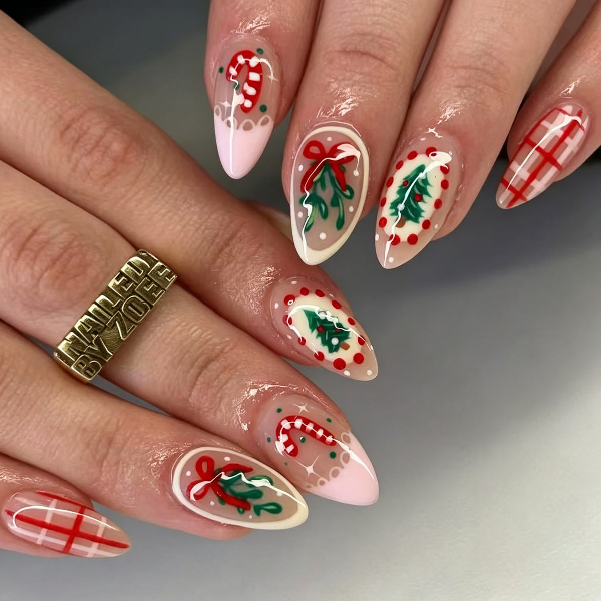 Festliche Feiertags-Presse-on-Nagelkunst Brehn