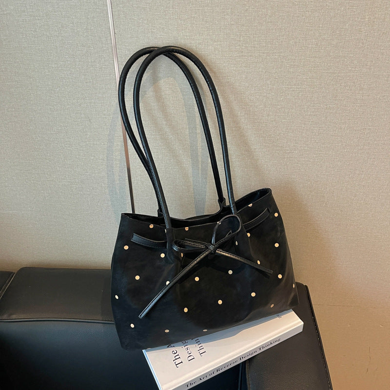 Elegante Wildleder Tote Tasche mit Schleifen-Detail
