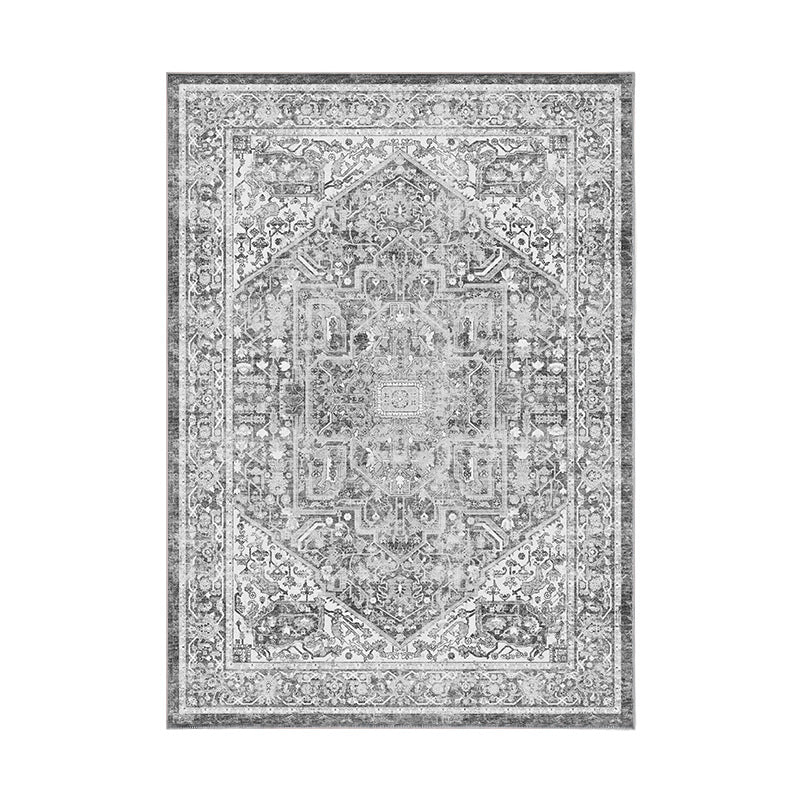 Vintage Distressed Persian-Style Machine-Woven Low-Pile Area Rug