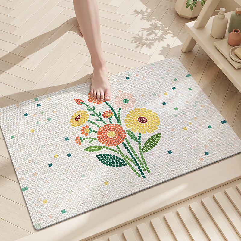 Florales Mosaik Badezimmermatte Brehn