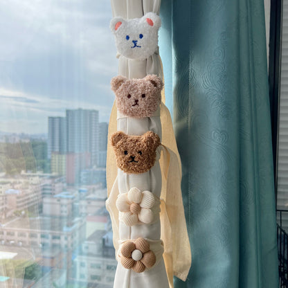 Plüsch Bären Gardinenband mit elastischer Schlaufe und weichem Teddygesicht