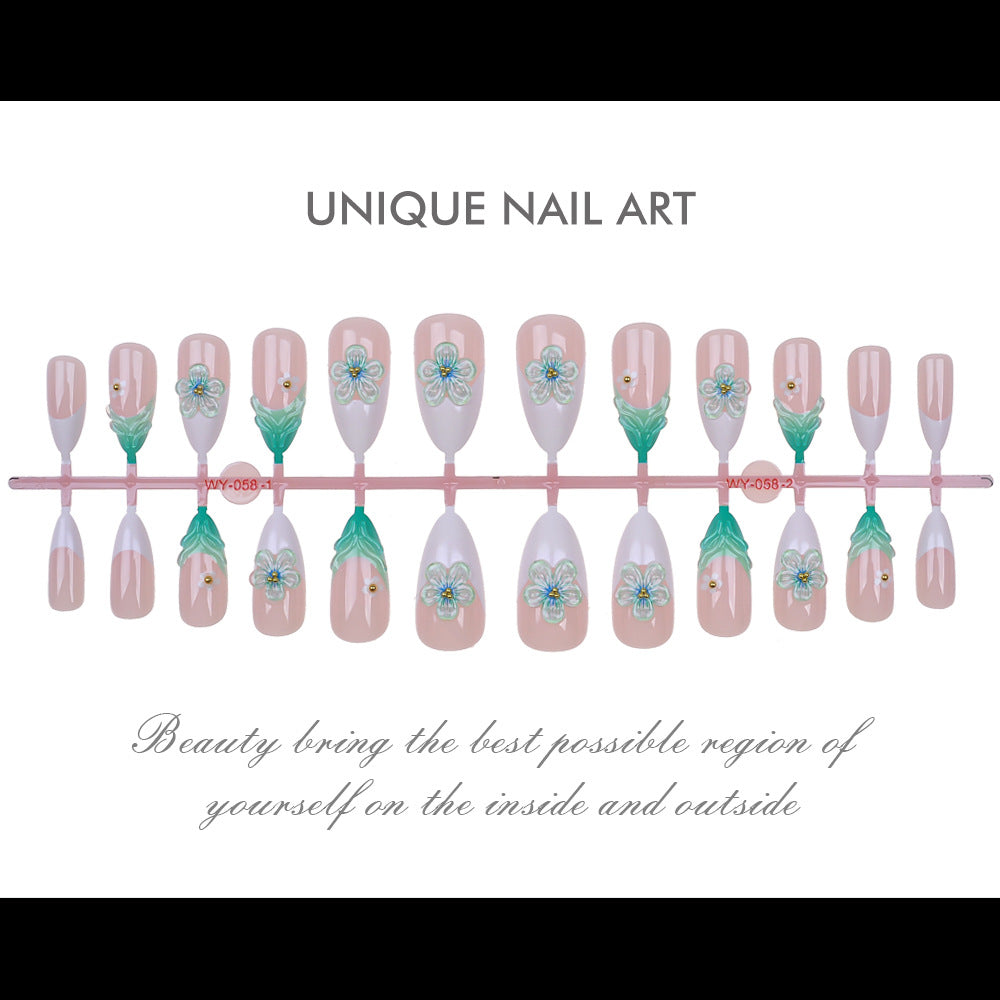 Blumenverzierte Press-On-Nagelset Brehn