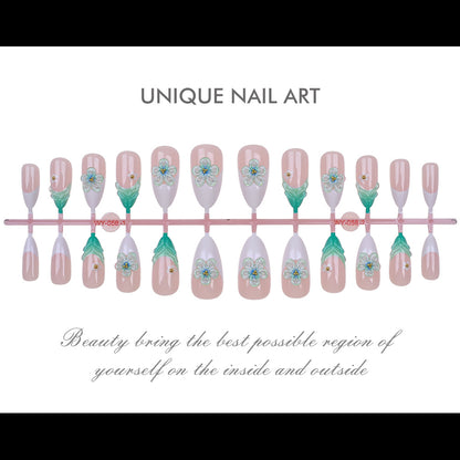 Blumenverzierte Press-On-Nagelset Brehn