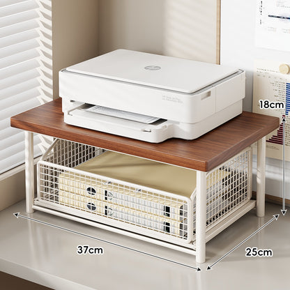 Desktop-Drucker- und Büromöbel-Riser mit Holzoberfläche und schiebbarer Netzschublade