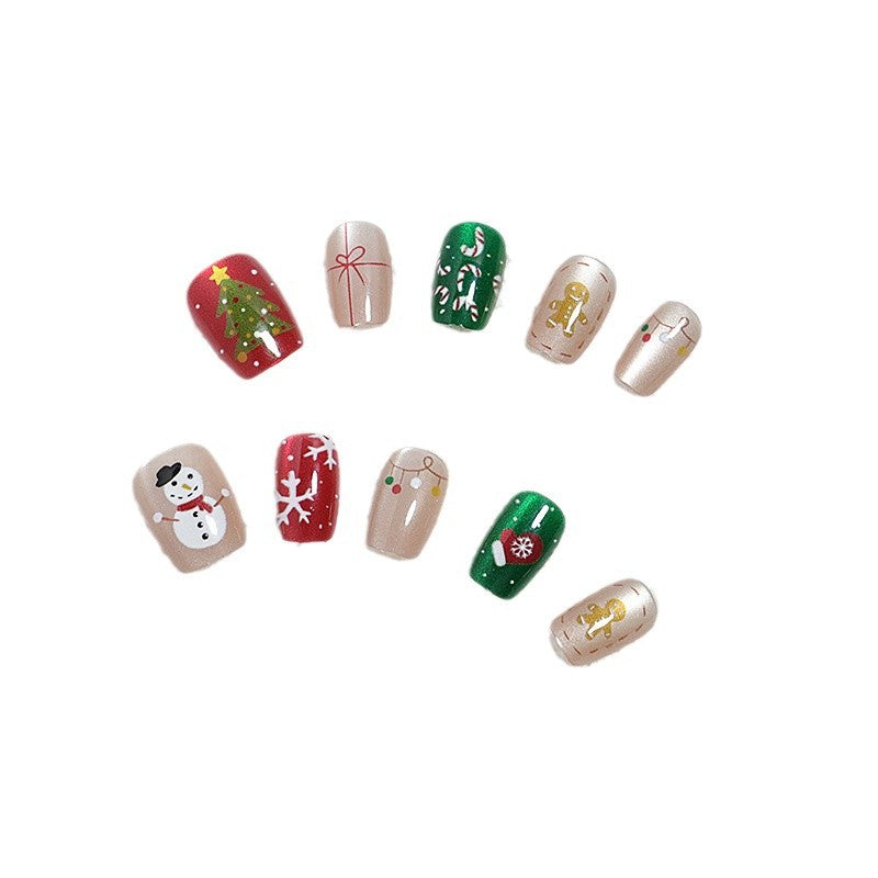 Festliches, ferie-themed Press-On Nail Art Set Brehn