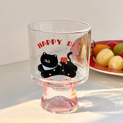 Glaskelch mit Fröhlichem Katzenmotiv Brehn