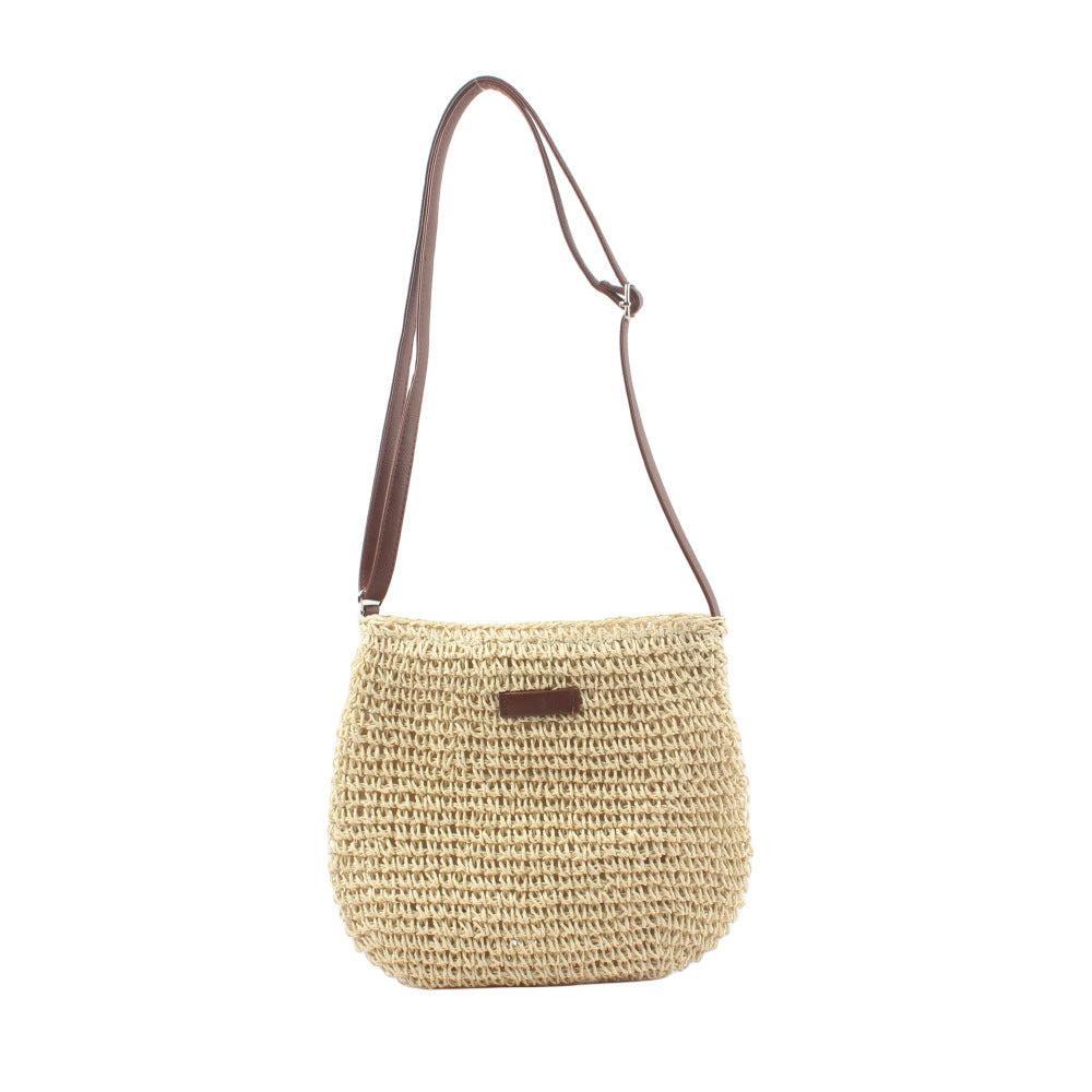 Schultertasche Aus Handgewebtem Naturmaterial mit Verstellbarem Trageriemen Brehn