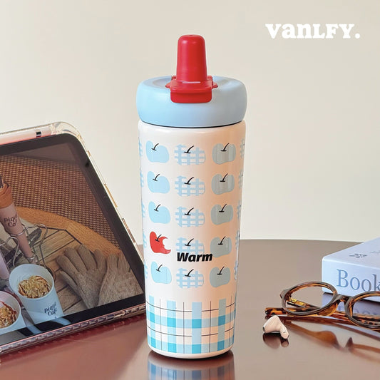 Damen Isoliertrinkflasche mit innovativem Silikonverschluss und fröhlichem Motiv Brehn