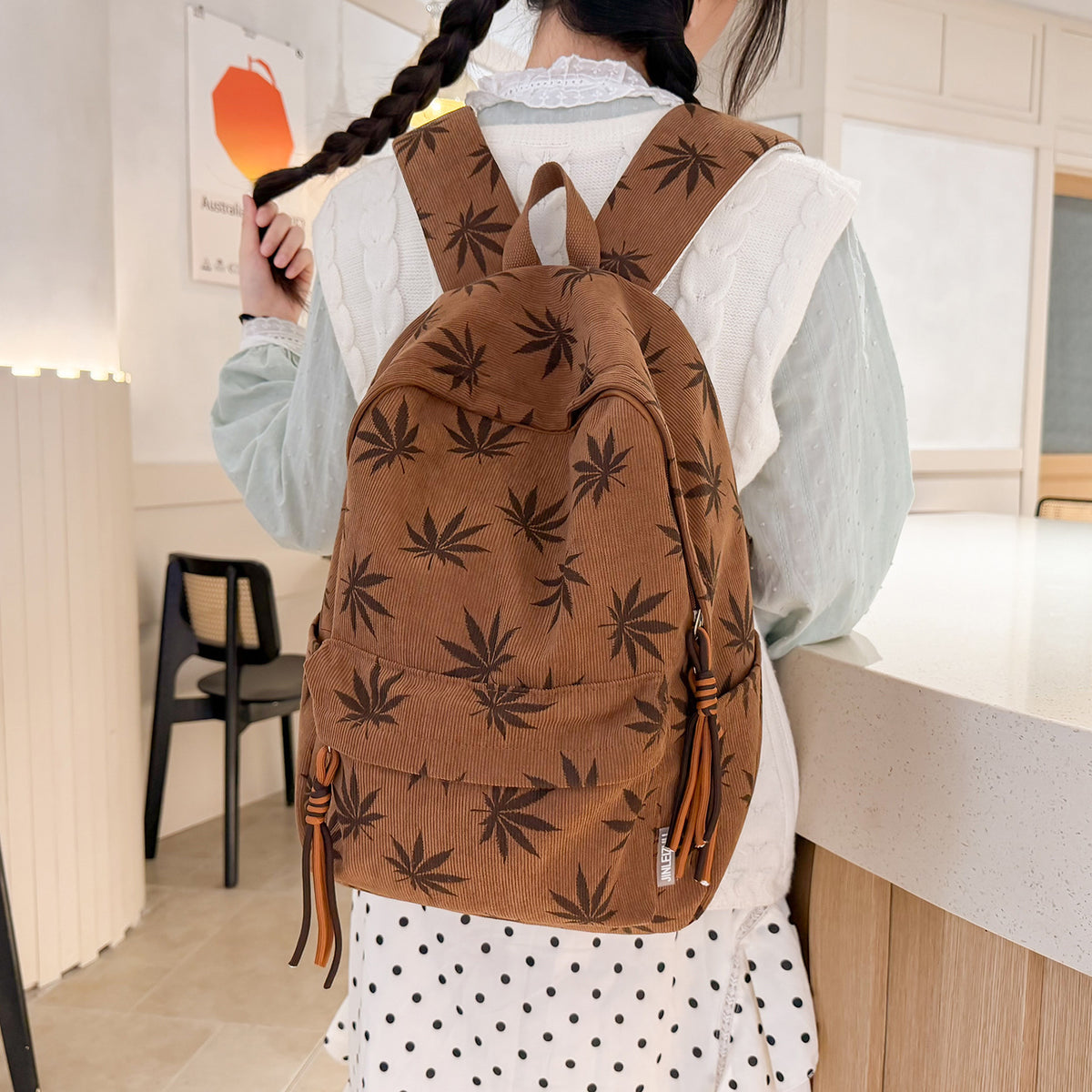 Stylische Blattmuster-Rucksack Brehn