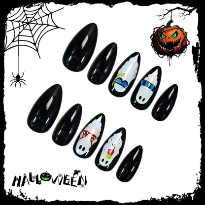 Halloween Kunstnagelset mit verspielten Gespenster-Motiven Brehn