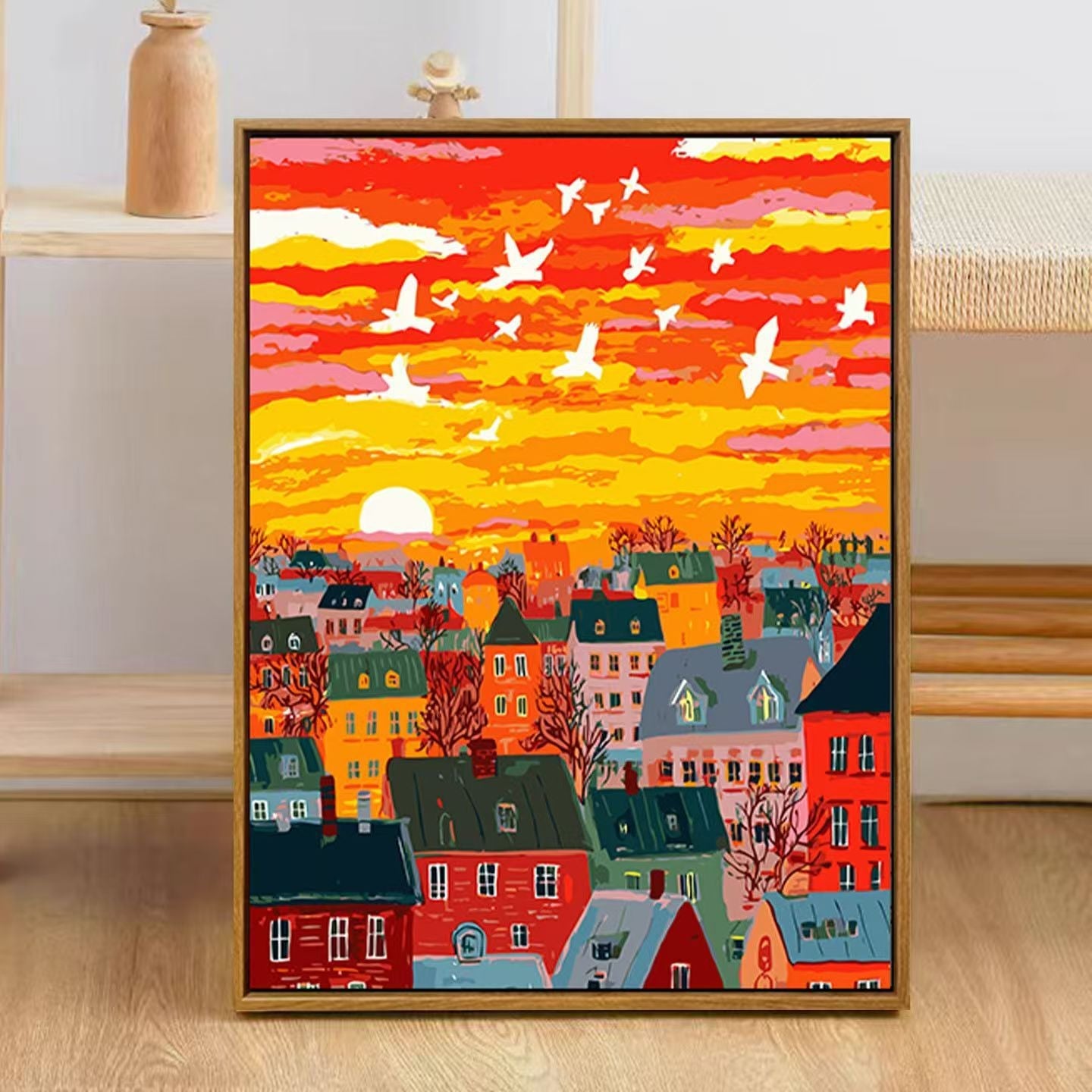 Bunte Stadt Skyline Kunstdruck Brehn