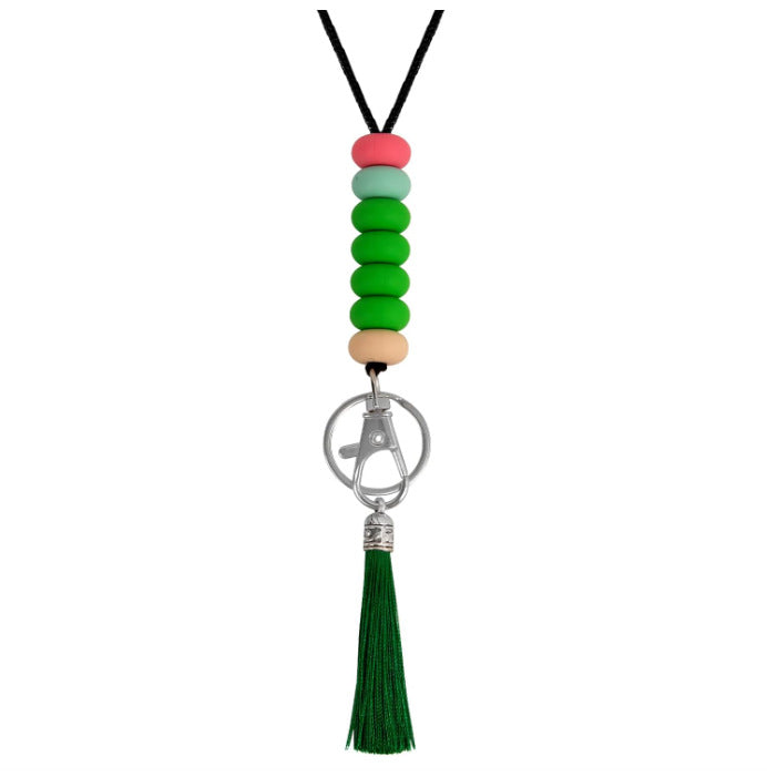 Bunter Perlen-Schlüsselanhänger Lanyard mit Quaste Brehn