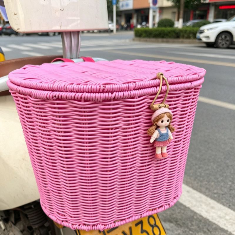 gewebter Rattan-Vorderradkorb mit universeller Lenkerbefestigung Brehn