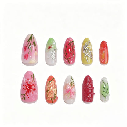 Künstlerisches Floral Design Nagelset Brehn
