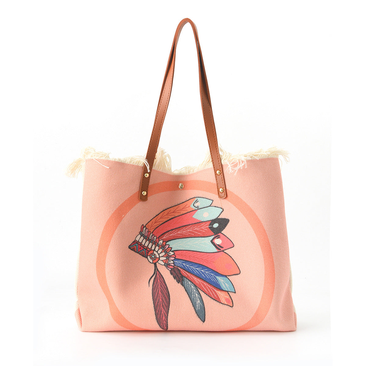 Strandtasche mit Floralem Muster und Fransen Brehn