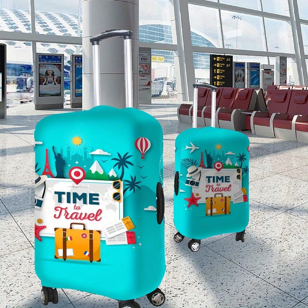 Unisex nan elastischer Motiv-Kofferschutz im Retro-Travel-Poster-Design mit Reißverschluss und Anti-Rutsch-Befestigung für Spinner-Trolleys Brehn