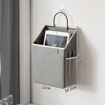 Wandmontierter Canvas-Taschenorganisator mit Mesh-Seitentasche und Metallhaken