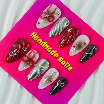 Kunstnagelset mit eleganten 3D-Verzierungen und kreativen Designs Brehn