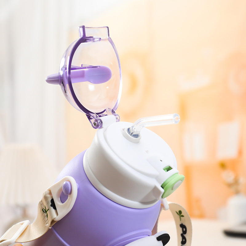 Damen Isolierte Trinkflasche mit buntem Hasenmotiv Brehn