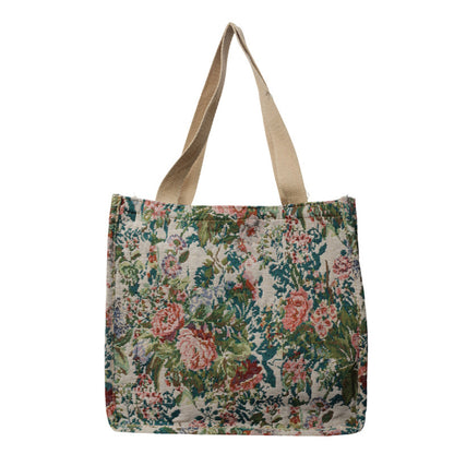 Florale gestickte Wandteppich Tragetasche