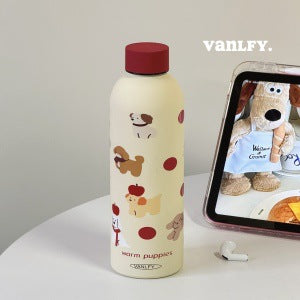 Damen Isolierflasche mit verspieltem Hunde-Motiv Brehn