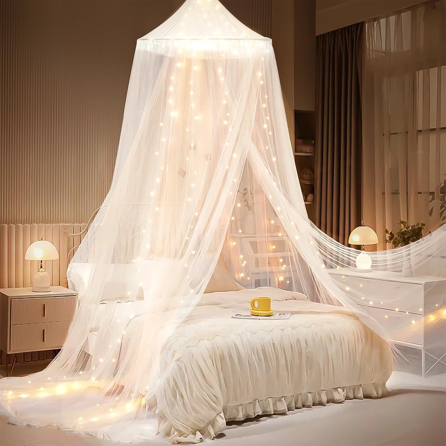 Verzauberndes Himmelbett Zelt mit LED-Lichtern Brehn