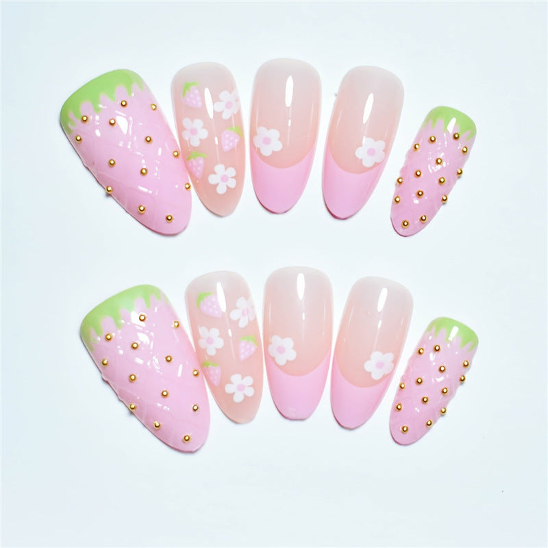 Erdbeer-Themen Press-On Nagelset Brehn