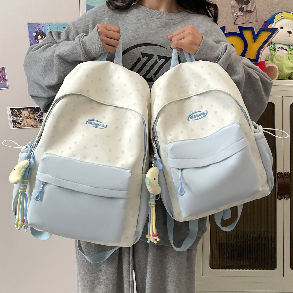 Stylische bedruckte Rucksack mit lustigen Charakterakzenten Brehn