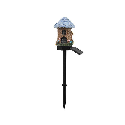 Solar Mushroom House Gartensteckerlicht mit wiederaufladbarem Akku Brehn