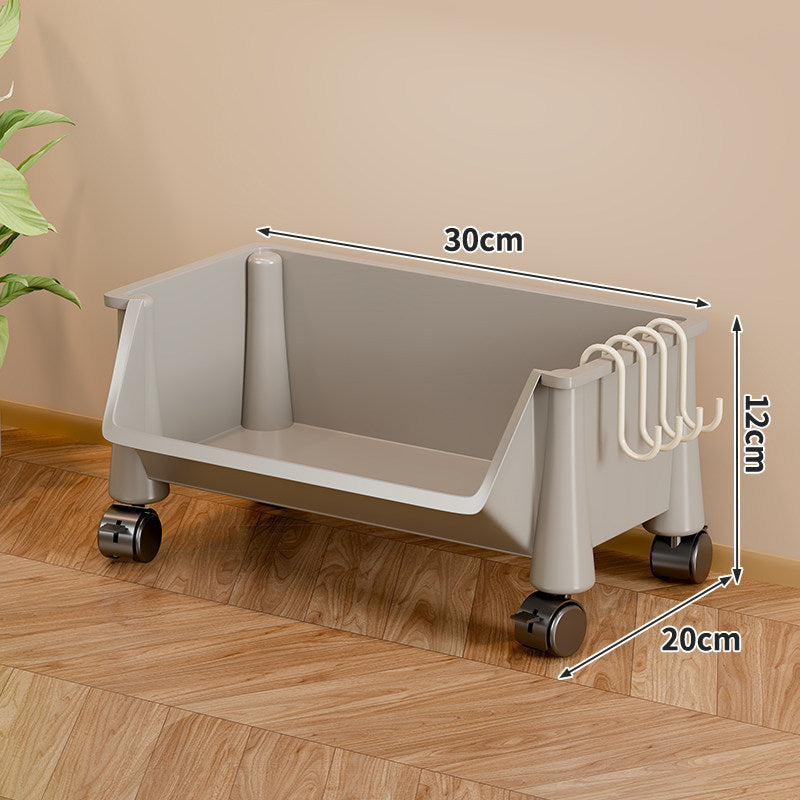 Rollen Untertisch Aufbewahrung Caddy mit drehbaren Rollen und seitlichem Hakenregal