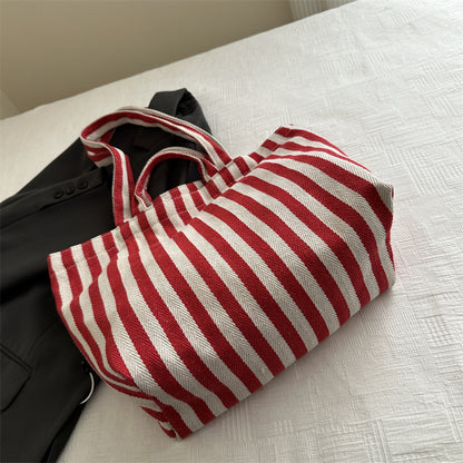 Langlebige gestreifte Canvas Strandtasche