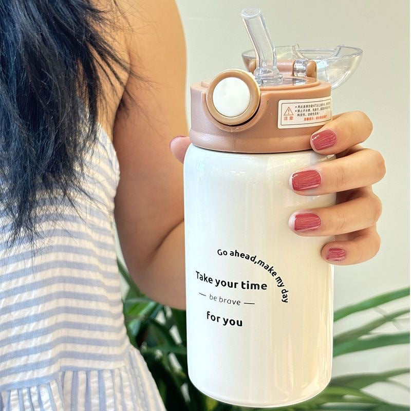 Damen Isoliertrinkflasche mit innovativem Klappdeckel und praktischem Griff Brehn