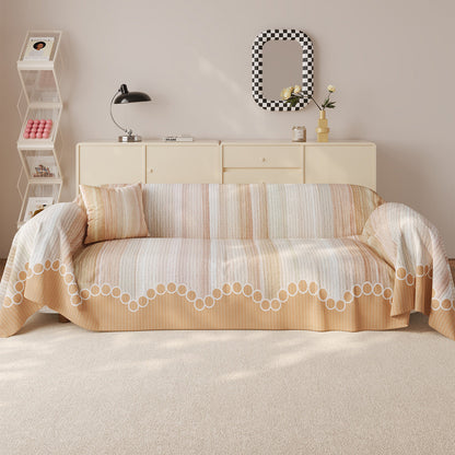 Oversized Reversible Striped Sofa Throw Cover and Cushion Set