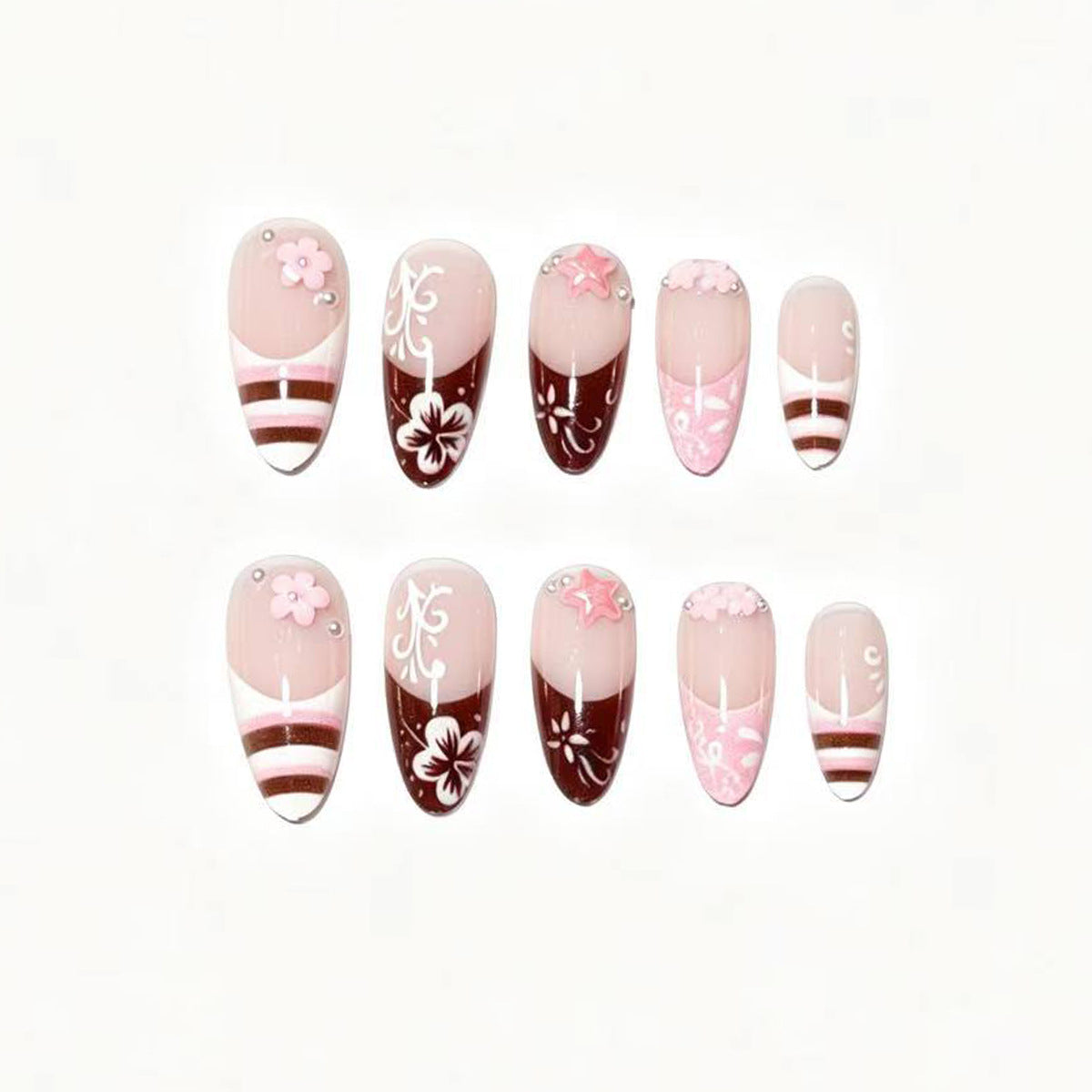 Künstlerische Blumen Press-On Nagelspitzen Brehn