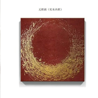 Abstrakte Kreisförmige Goldblatt Leinwandkunst