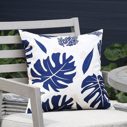 Quadratischer Garten-Kissenbezug mit UV-beständigem Outdoor-Polyester, tropischem Blattjacquard und verdecktem Reißverschluss Brehn