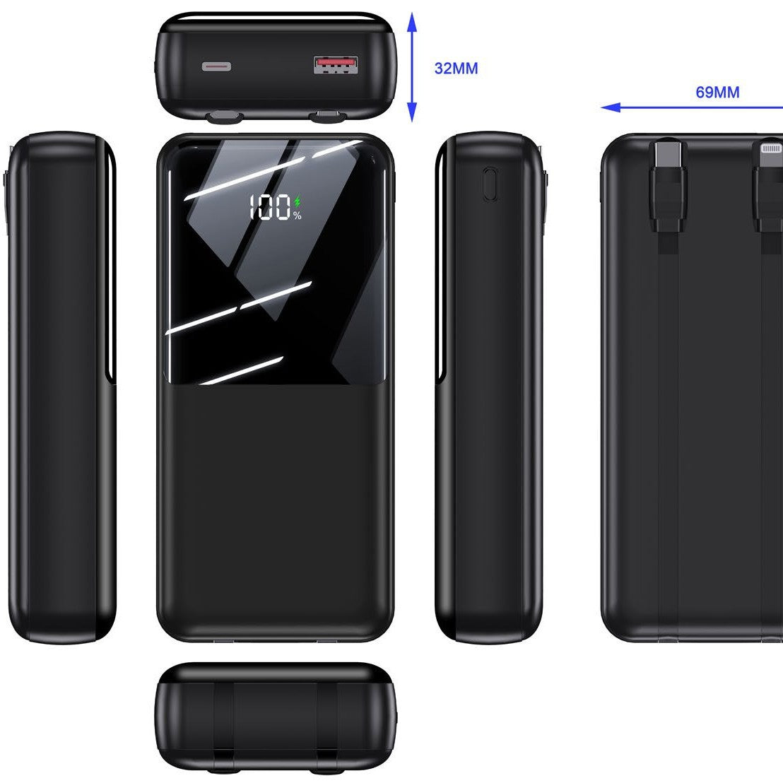 Powerbank mit Multifunktionalem Schnellladesystem und Digitaler Ladestandsanzeige Brehn