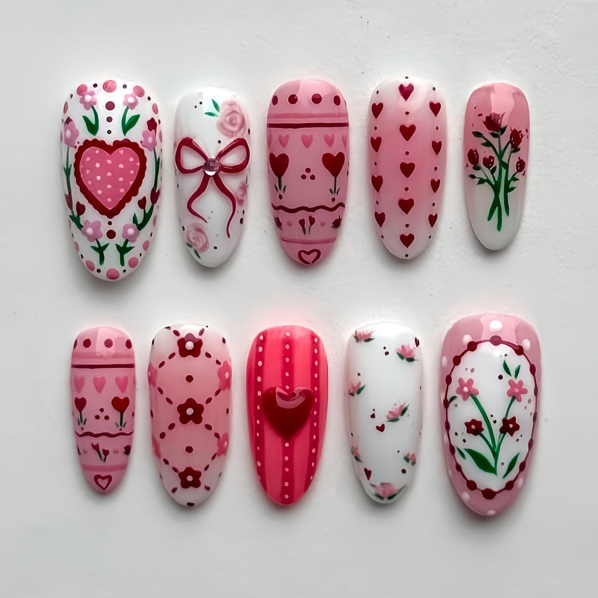 Romantische Blumen temas Press-On Nagelkunst Brehn