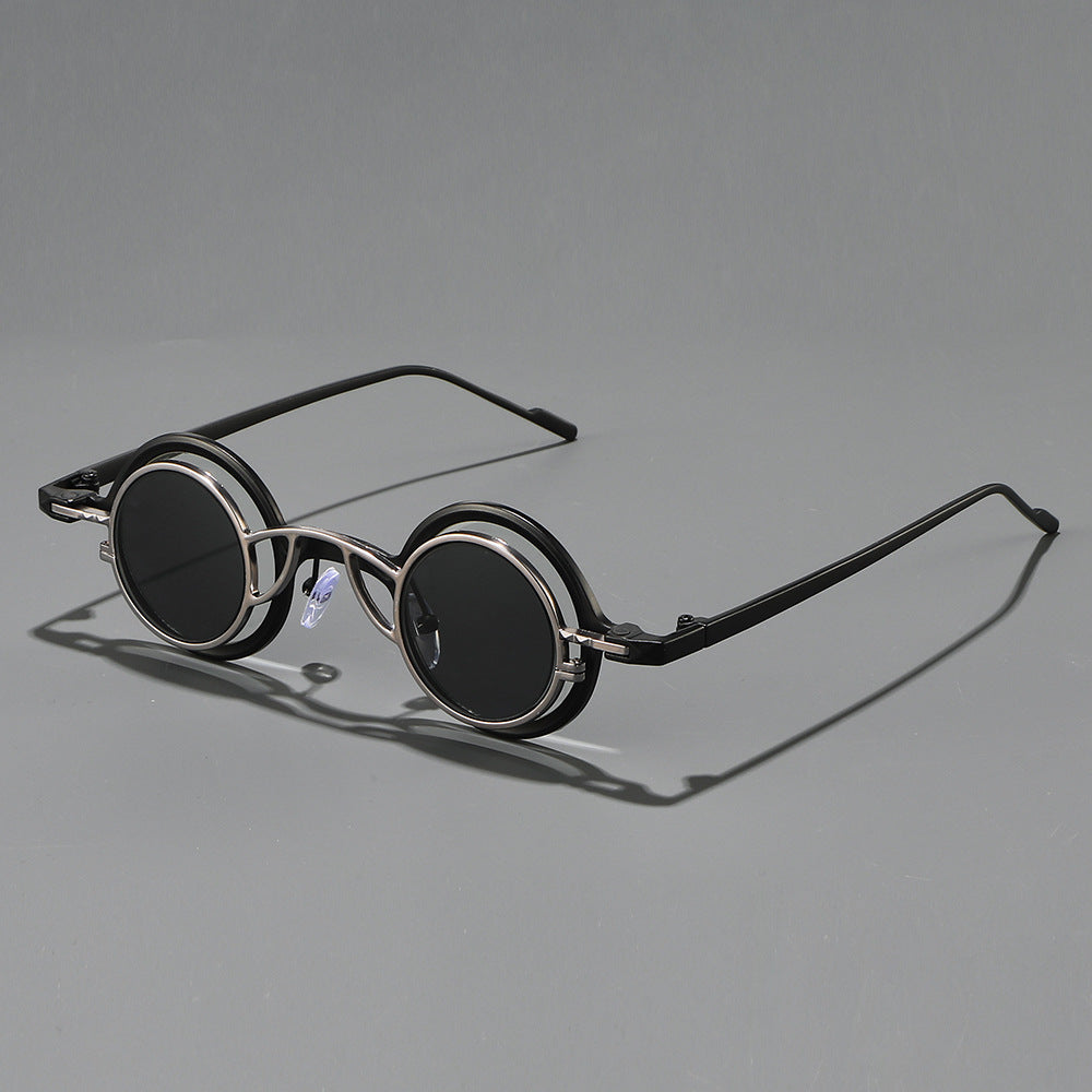 Damen Retro-Rundsonnenbrille mit doppeltem Rahmen Brehn